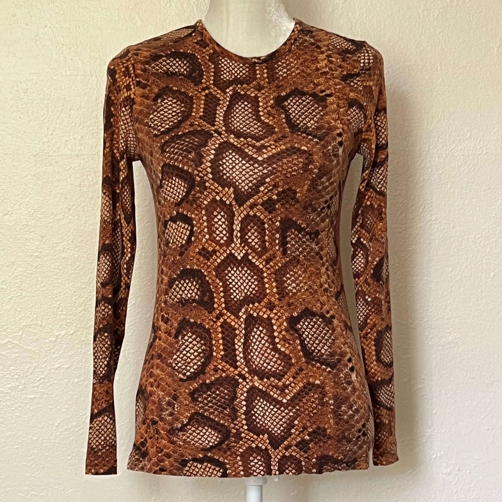 Altuzarra Long-Sleeve Snakeskin Print T-Shirt - Very Soft!